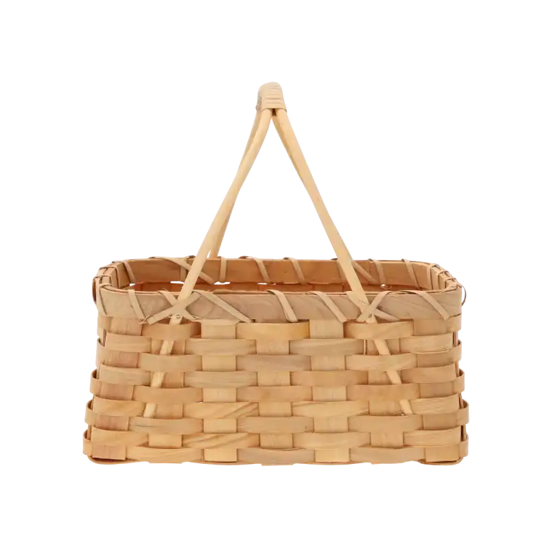 Naturalna torba dekoracyjna 23x15x24 cm o plecionej strukturze z wygodnym uchwytem, doskonała jako stylowy koszyk na kwiaty.
