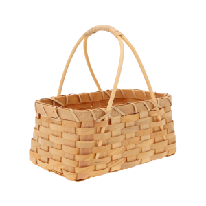 Pleciana torba dekoracyjna o wymiarach 23x15x24 cm, ujęta pod kątem, prezentująca estetyczne wykonanie z naturalnych materiałów.