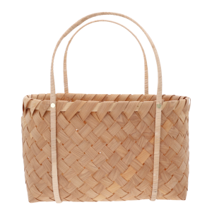 Frontowy widok dużej torby dekoracyjnej o wymiarach 40x25 cm wykonanej z naturalnych surowców, idealnej jako osłonka na kwiaty.