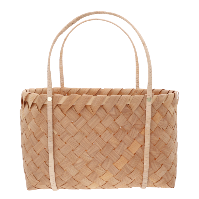 Frontowy widok dużej torby dekoracyjnej o wymiarach 40x25 cm wykonanej z naturalnych surowców, idealnej jako osłonka na kwiaty.
