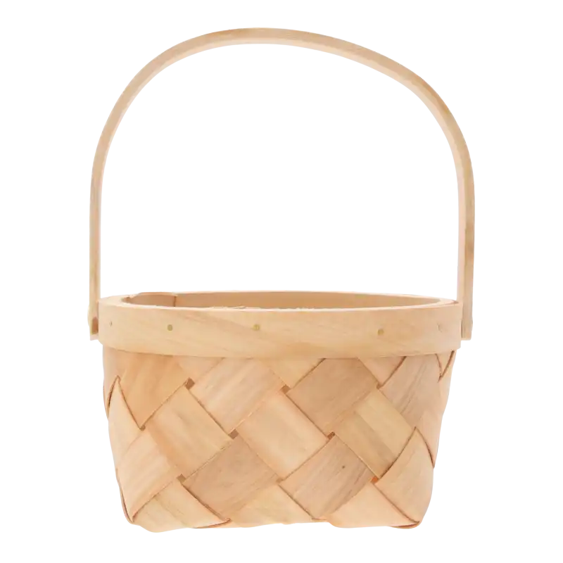 Okrągły kosz dekoracyjny z ruchomą rączką w rozmiarze 20x15 cm. Naturalny pleciony koszyk, doskonała baza na osłonkę.