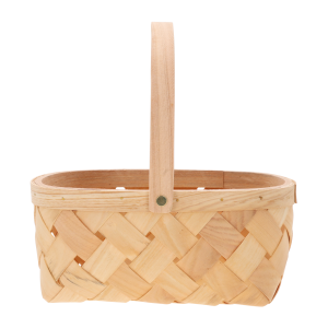 Owalny kosz z łuby z ruchomą rączką o wymiarach 25x18 cm. Naturalna, pleciona osłonka florystyczna w stylu boho, idealna do kompozycji roślinnych i dekoracji wnętrz.