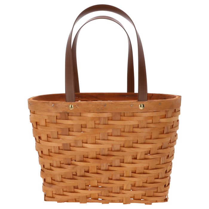 Pleciona torba dekoracyjna o wysokości 41 cm wykonana z naturalnych surowców w stylu boho z wygodnymi uchwytami.
