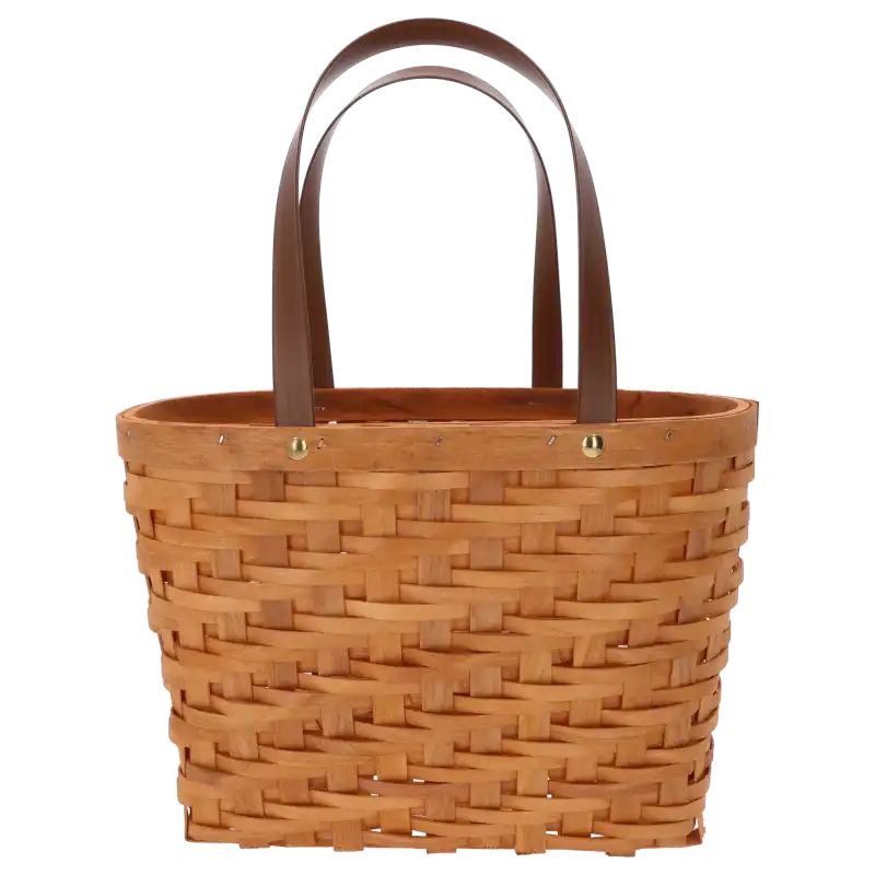 Pleciona torba dekoracyjna o wysokości 41 cm wykonana z naturalnych surowców w stylu boho z wygodnymi uchwytami.