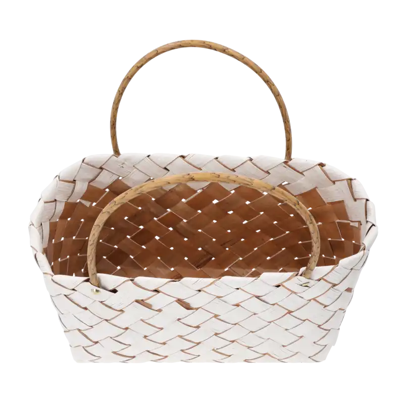 Wnętrze torby dekoracyjnej o wymiarach 40x20 cm. Widoczny splot naturalnych materiałów oraz wygodne, zaokrąglone uchwyty do przenoszenia.
