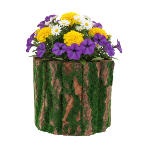Okrągła osłonka 15 cm wypełniona kolorowymi kwiatami, prezentująca praktyczne zastosowanie w florystyce.