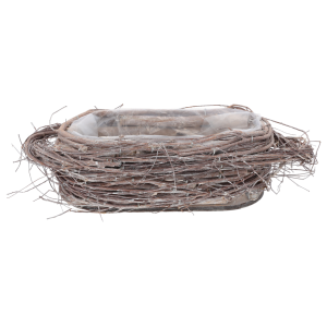 Owalna osłonka z patyków 23x12 cm z naturalnych materiałów. Posiada folię ochronną wewnątrz, idealna jako baza do stroików.