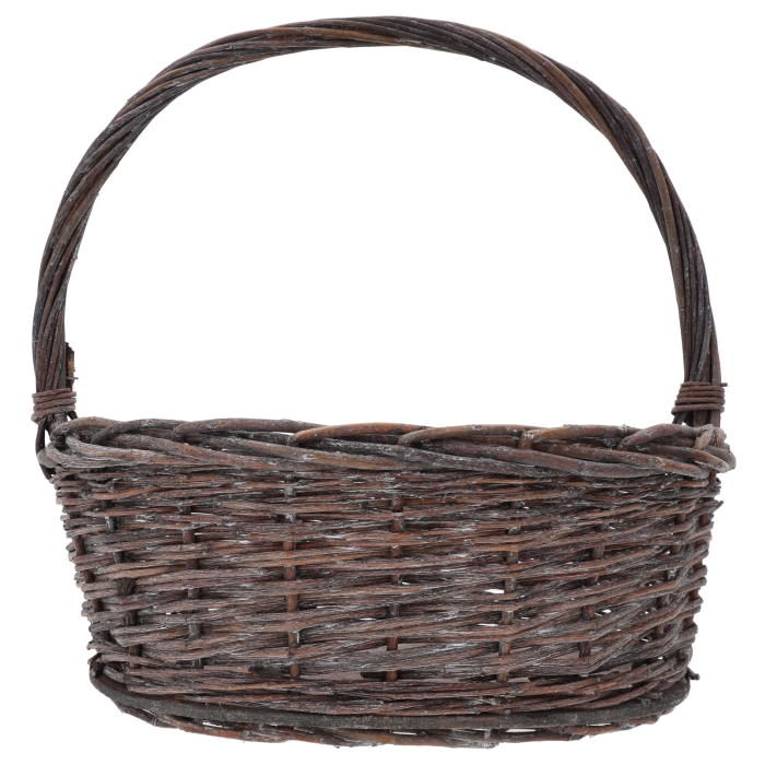 Naturalny kosz wiklinowy o wymiarach 38Hx38x30 cm z wygodną rączką, idealny do roślin i aranżacji w stylu rustykalnym.