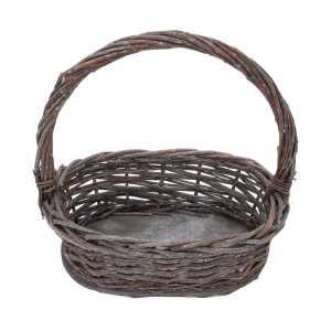 Brązowy kosz wiklinowy 29Hx28x19 cm z wygodną rączką, idealny do roślin i aranżacji rustykalnych, rozmiar S. Uniwersalna dekoracja całoroczna do domu i ogrodu.