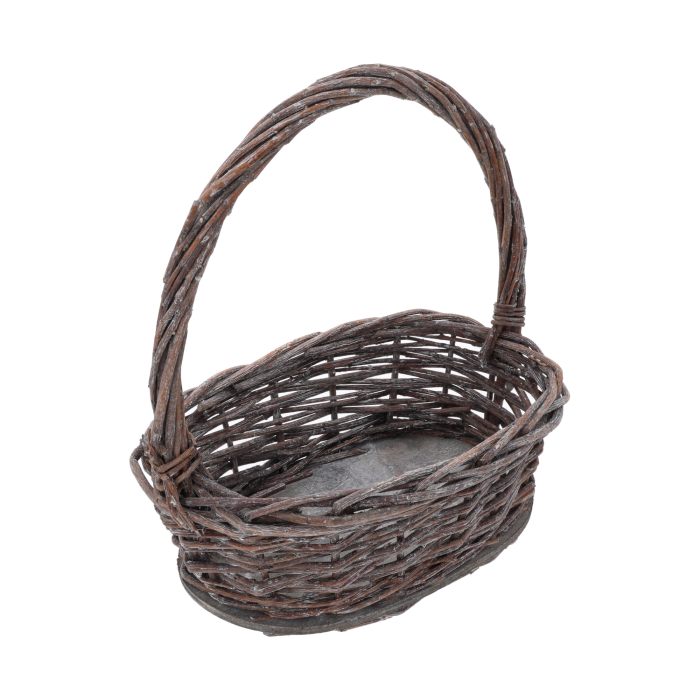 Owalny kosz z naturalnej wikliny o wymiarach 29Hx28x19 cm. Świetna baza pod stroiki sezonowe, kompozycje florystyczne oraz do przechowywania domowych drobiazgów.