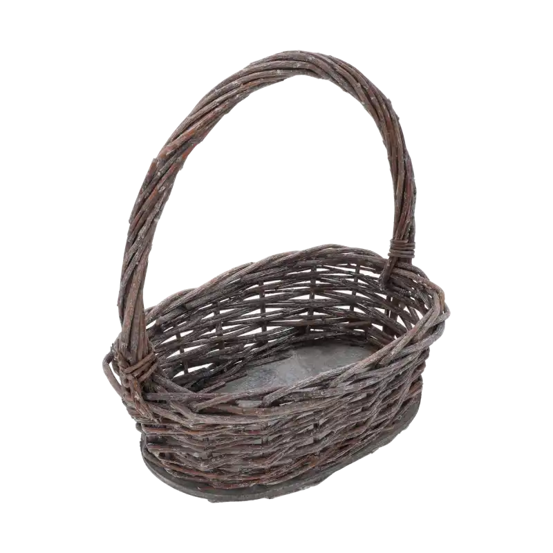 Owalny kosz z naturalnej wikliny o wymiarach 29Hx28x19 cm. Świetna baza pod stroiki sezonowe, kompozycje florystyczne oraz do przechowywania domowych drobiazgów.