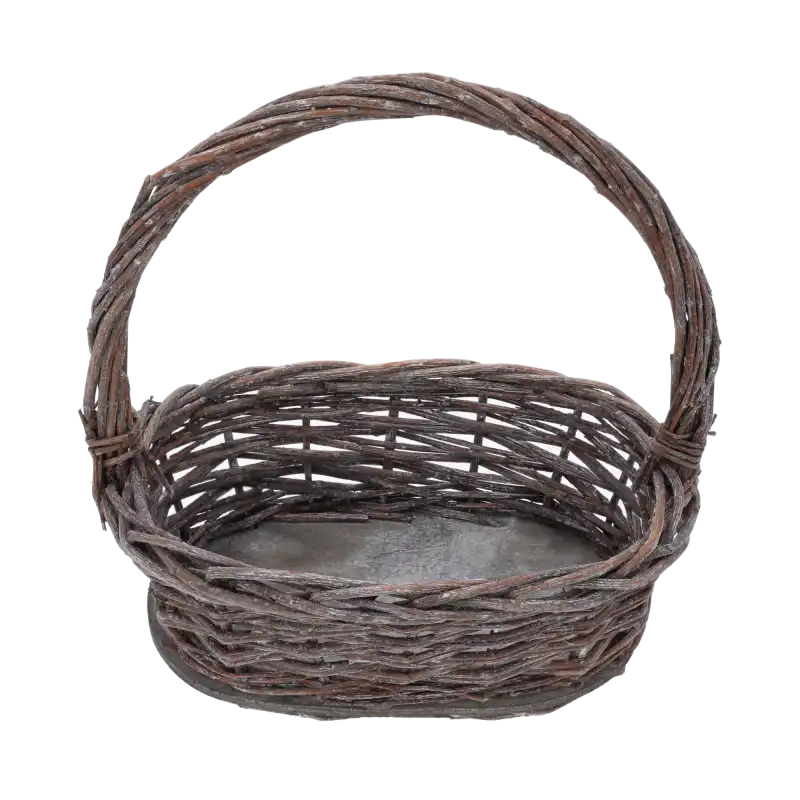 Kosz wiklinowy 29Hx28x19 cm w stylu rustykalnym z rączką. Sprawdzi się jako pojemnik na zioła, tekstylia lub prezent. Naturalny dodatek do każdej aranżacji.