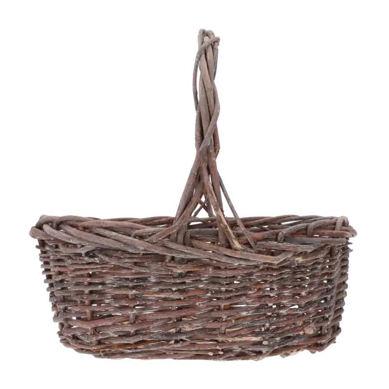 Owalny kosz wiklinowy w rozmiarze M o wymiarach 38x33 cm. Naturalna wiklina w klasycznym kształcie, idealna do kompozycji i dekoracji wnętrz.