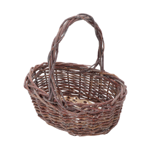 Owalny kosz wiklinowy S o wysokości 33 cm w naturalnym kolorze. Klasyczny model z rączką, idealny do roślin i dekoracji.
