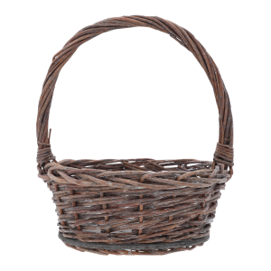 Pusty kosz wiklinowy ⌀ 22 cm o okrągłym kształcie, widoczny z profilu. Naturalny odcień wikliny pasuje do wielu domowych aranżacji.