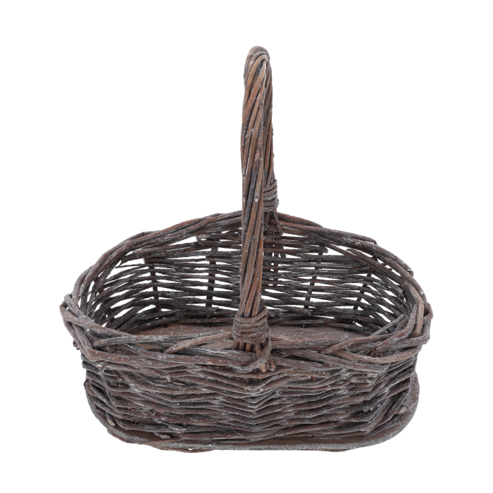 Naturalny kosz wiklinowy rozmiar S o wymiarach 26x21 cm. Owalny kształt i lekka konstrukcja idealna do dekoracji.