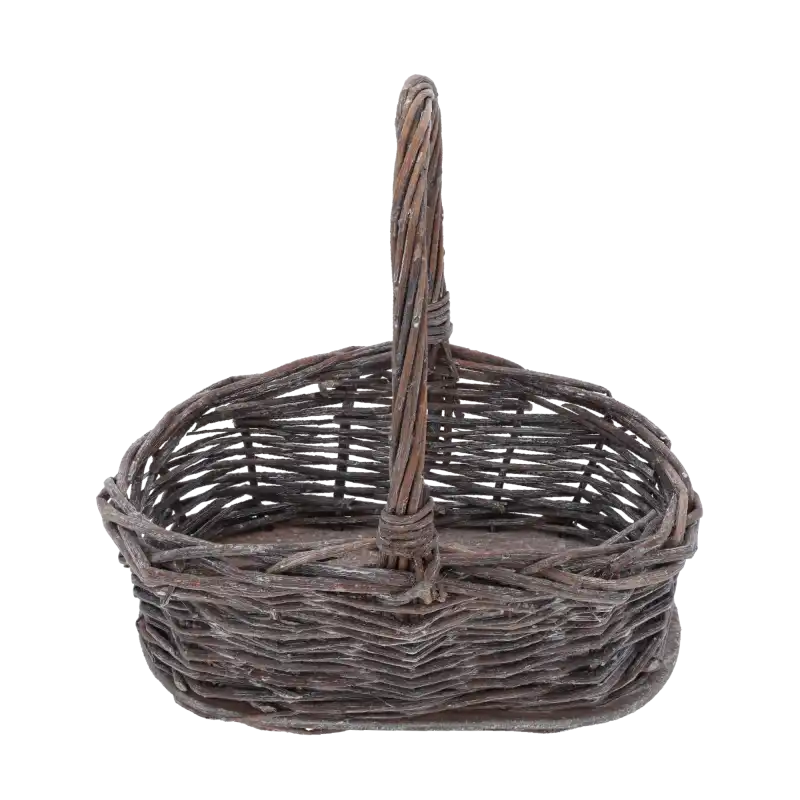 Naturalny kosz wiklinowy rozmiar S o wymiarach 26x21 cm. Owalny kształt i lekka konstrukcja idealna do dekoracji.