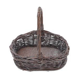Kosz wiklinowy S o wymiarach 26x21 cm widziany z góry, ukazujący owalną formę i stabilne dno z wikliny.
