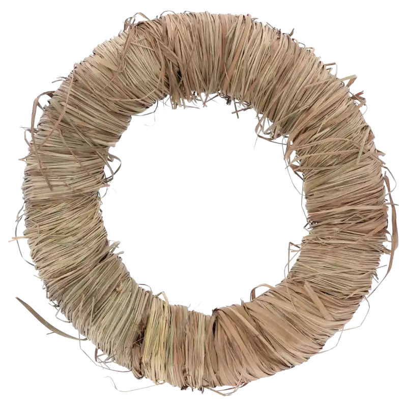 Naturalny wianek o średnicy 45 cm, wykonany ze splecionych pędów, stanowi idealną bazę do tworzenia własnych stroików.