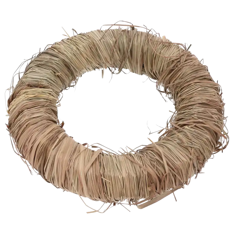 Widok wianka o średnicy 45 cm pod kątem, ukazujący okrągły kształt i objętość naturalnej bazy florystycznej.
