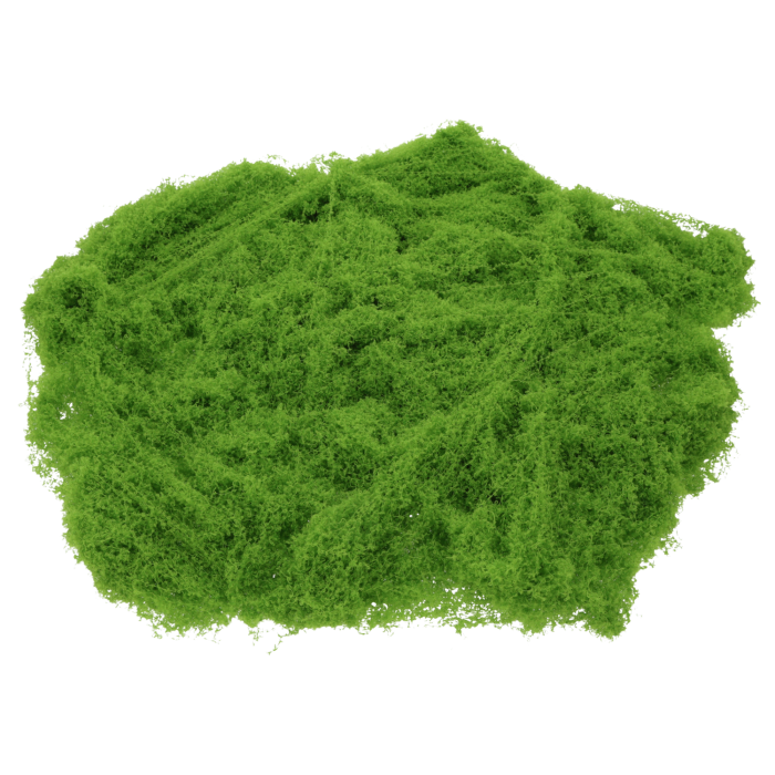 Jasnozielona włóczka florystyczna 125g imitująca mech, idealna jako naturalne wypełnienie do stroików i leśnych aranżacji roślinnych.