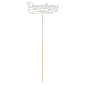 Drewniany piker Pamiętamy o łącznej długości 32 cm. Możliwość samodzielnego skrócenia patyczka do wymaganej wysokości.