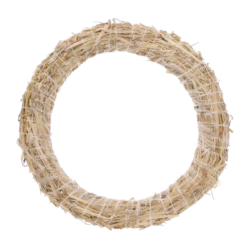 Naturalny wianek podkład ze słomy o średnicy 35 cm. Lekka i uniwersalna baza do stroików, idealna do samodzielnego ozdabiania kwiatami lub szyszkami.