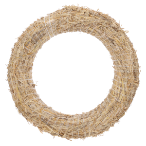 Wianek podkład ze słomy o średnicy 50 cm, widoczny na wprost. Naturalna baza do stroików, idealna do ozdabiania kwiatami i suszem.