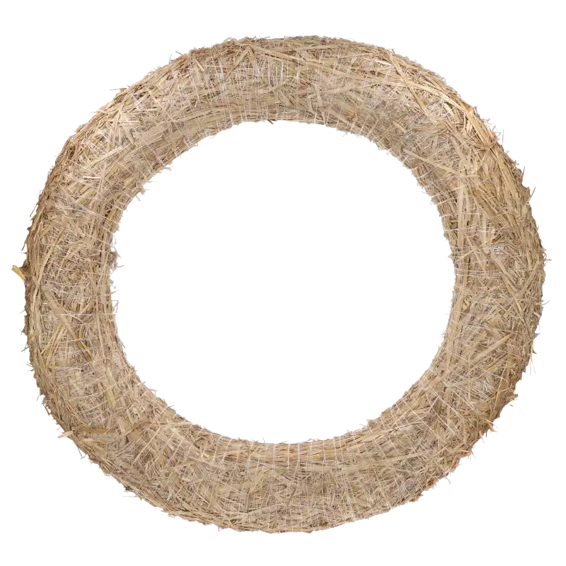 Naturalny wianek podkład ze słomy o średnicy 80 cm, stanowiący uniwersalną bazę florystyczną do tworzenia własnych stroików.