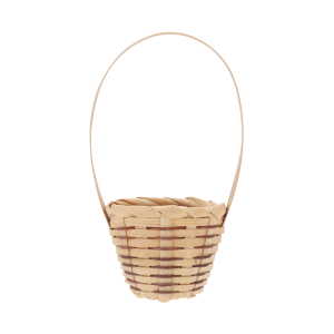 Mini koszyczek bambusowy o wysokości 15 cm, ręcznie wyplatany z naturalnego materiału, idealny jako baza dla kompozycji kwiatowych.