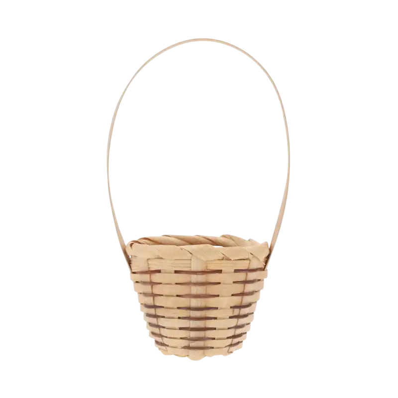 Mini koszyczek bambusowy o wysokości 15 cm, ręcznie wyplatany z naturalnego materiału, idealny jako baza dla kompozycji kwiatowych.