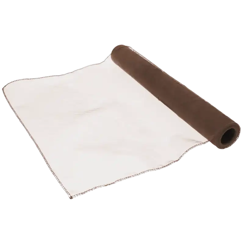 Brązowa organza na rolce 35 cm x 10 y to plastyczna tkanina dekoracyjna idealna do tworzenia kokard, dekoracji stołów i bukietów.