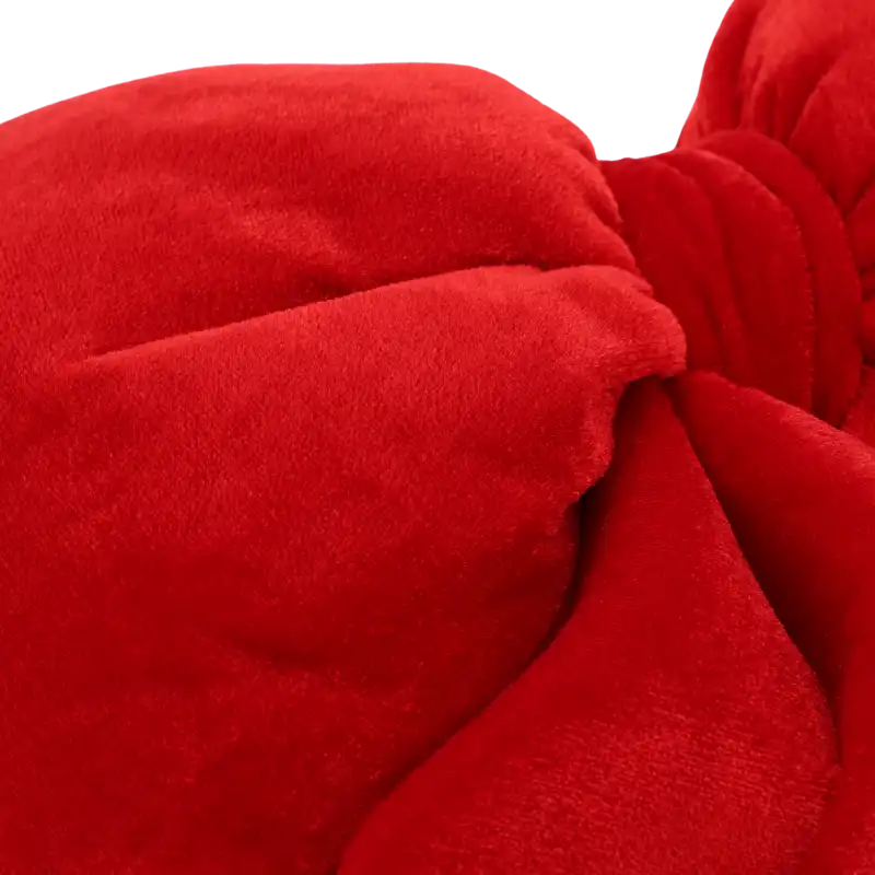 Welurowa kokarda z naniesionymi liniami wymiarowymi wskazującymi wysokość 28 cm oraz szerokość 21 cm.
