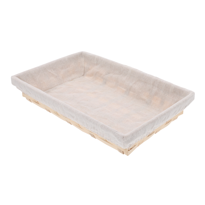 Naturalny kosz bambusowy z jasnym materiałem 31x18 cm. Uniwersalny organizer do przechowywania przedmiotów, idealny jako koszyki z łuby.