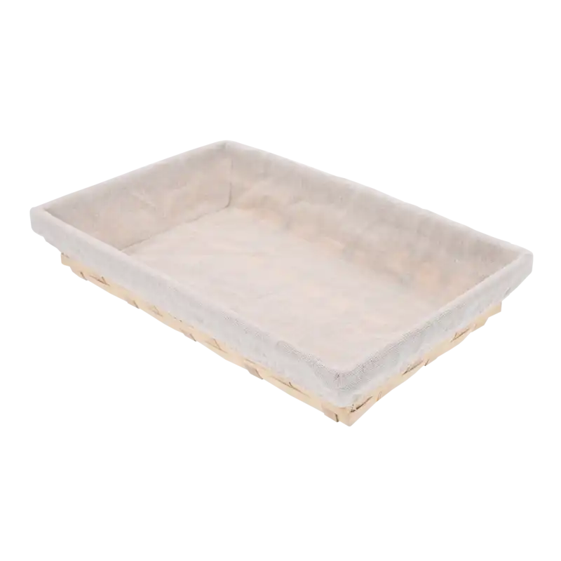 Naturalny kosz bambusowy z jasnym materiałem 31x18 cm. Uniwersalny organizer do przechowywania przedmiotów, idealny jako koszyki z łuby.