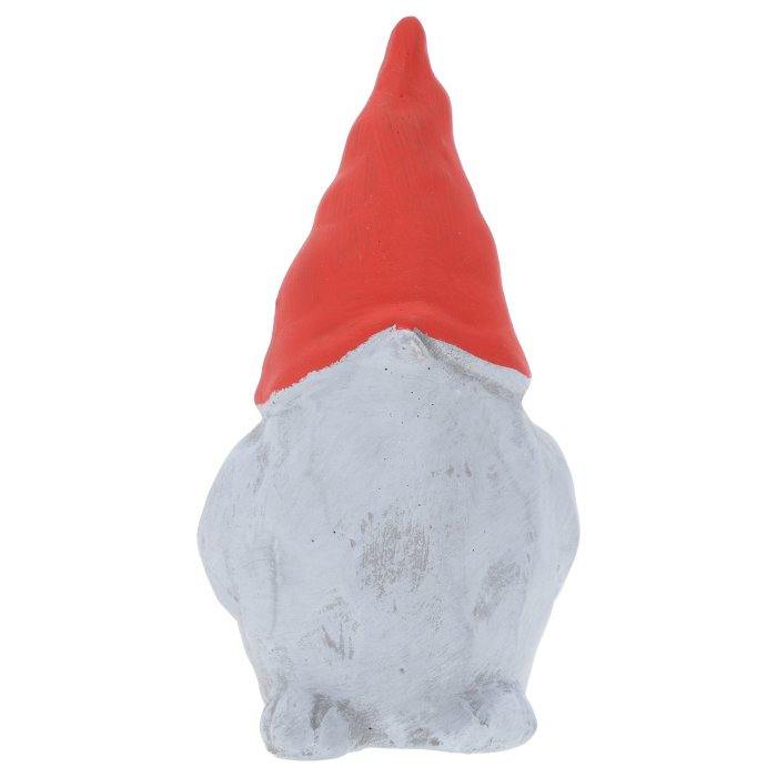Ptaszek gipsowy z czerwoną czapką, wysokość 13 cm. Figurka gipsowa o świątecznym designie, idealna do zimowych kompozycji.