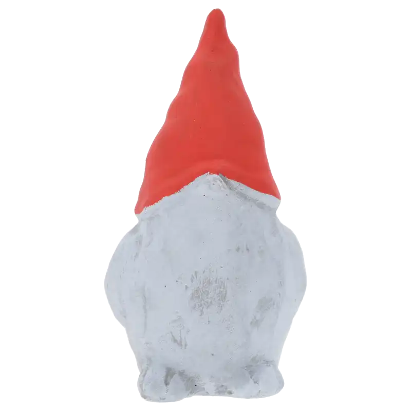 Ptaszek gipsowy z czerwoną czapką, wysokość 13 cm. Figurka gipsowa o świątecznym designie, idealna do zimowych kompozycji.