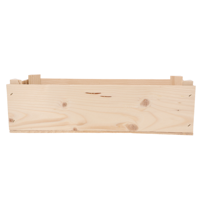 Naturalna skrzynka drewniana o wymiarach 40x15x12 cm to uniwersalna, prostokątna baza dekoracyjna o surowej fakturze drewna.
