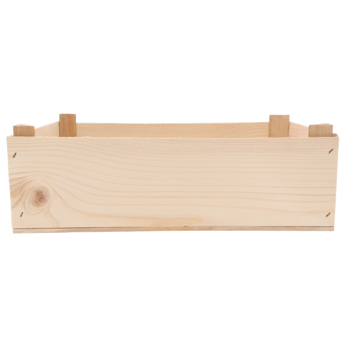 Prostokątna skrzynka drewniana naturalna o wymiarach 35x25x12 cm. Uniwersalna baza do dekoracji i kompozycji florystycznych.