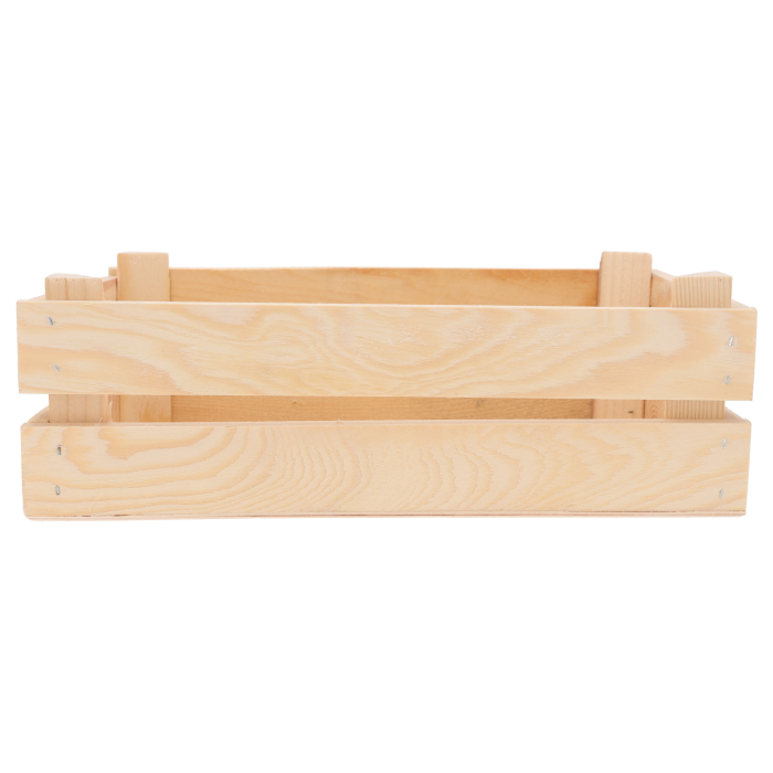 Prostokątna skrzynka drewniana o wymiarach 30x20x10 cm z naturalnego drewna. Idealna jako baza do aranżacji florystycznych i wystroju wnętrz w stylu rustykalnym.