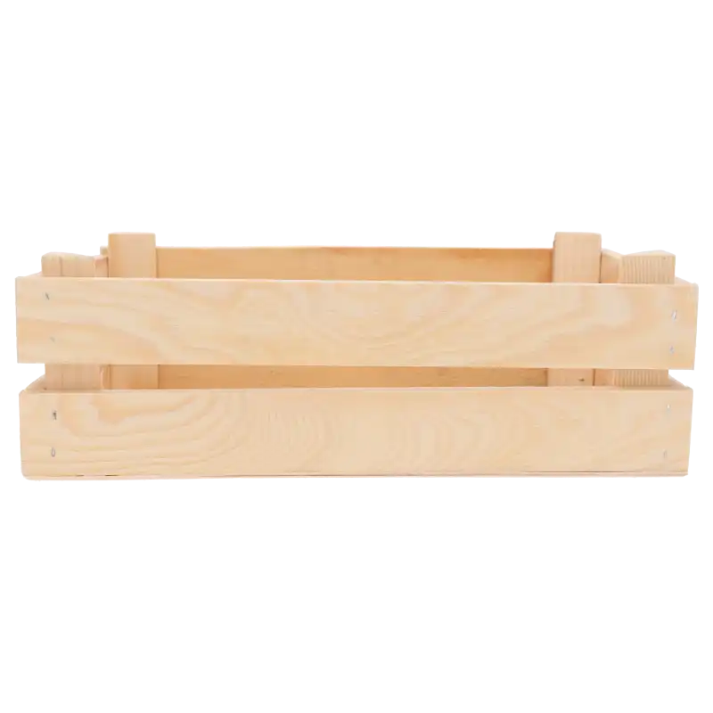 Prostokątna skrzynka drewniana o wymiarach 30x20x10 cm z naturalnego drewna. Idealna jako baza do aranżacji florystycznych i wystroju wnętrz w stylu rustykalnym.