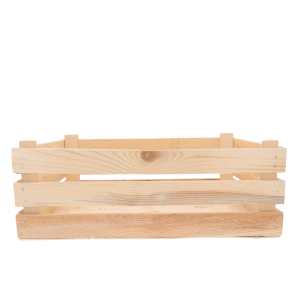 Prostokątna skrzynka drewniana w naturalnym kolorze o wymiarach 40x32x14 cm. Idealna jako baza florystyczna lub pojemnik.