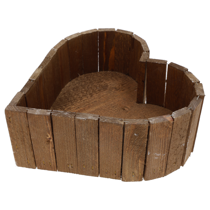 Drewniana osłonka na donicę w kształcie serca 28 cm biała w ofercie Trend Deco.