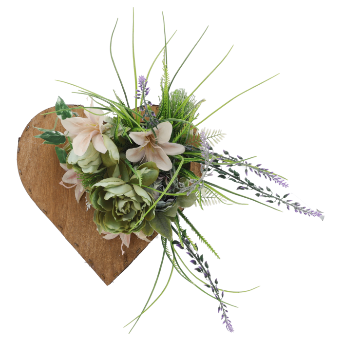 Brązowe serce nagrobne o szerokości 28 cm jako elegancka dekoracja na pomnik od Trend Deco.
