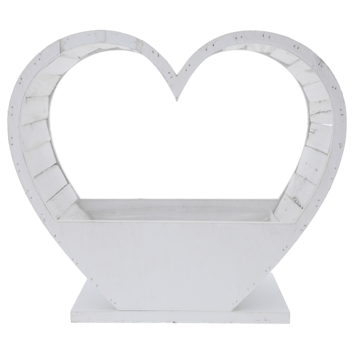 Białe drewniane serce z folią ochronną 32x35 cm od Trend Deco.