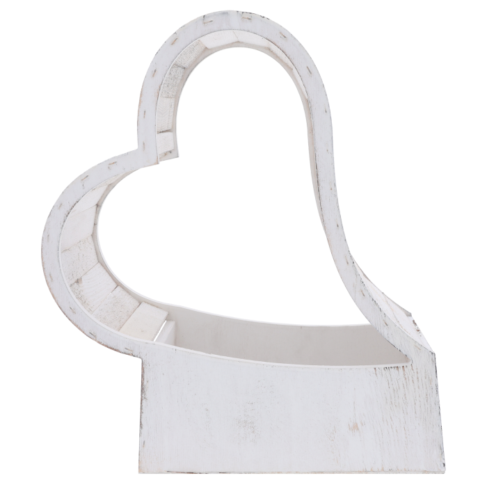 Duży biały kosz do kompozycji w kształcie serca 39 cm od Trend Deco.