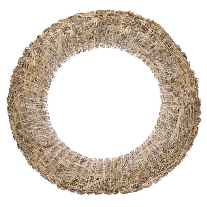 Wianek ze słomy 70 cm o naturalnym wyglądzie. Stanowi przestronną bazę florystyczną do własnych kompozycji DIY.