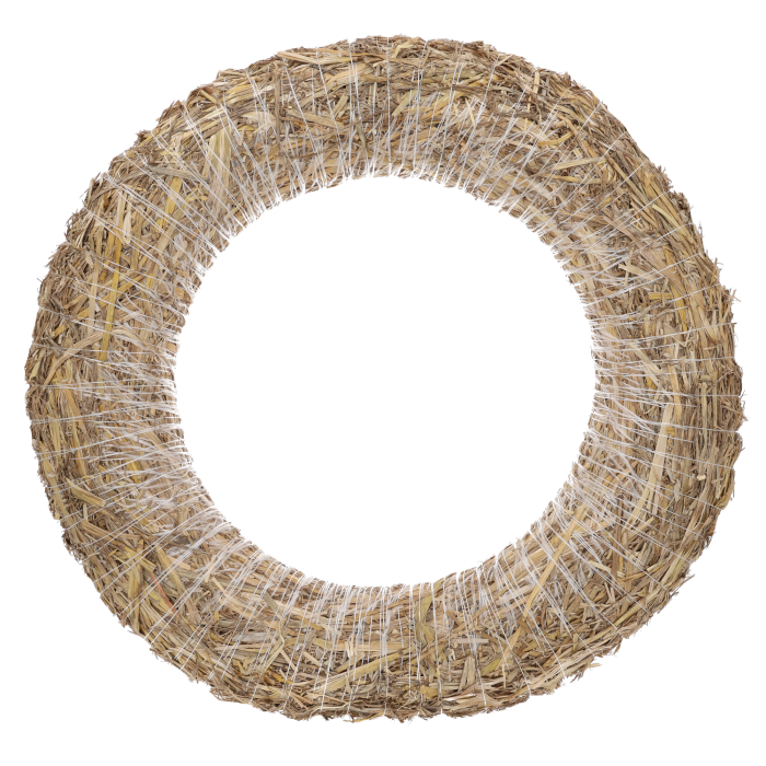 Naturalny wianek ze słomy 60 cm, okrągła baza florystyczna o zwartej strukturze do tworzenia dekoracji DIY.