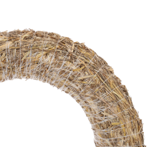 Zbliżenie na strukturę słomianego podkładu z widocznym owinięciem dratwą, prezentujące naturalny materiał.