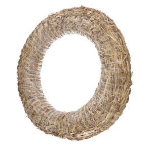 Pusty podkład wianka ze słomy o średnicy 60 cm, przygotowany do mocowania własnych dekoracji florystycznych.